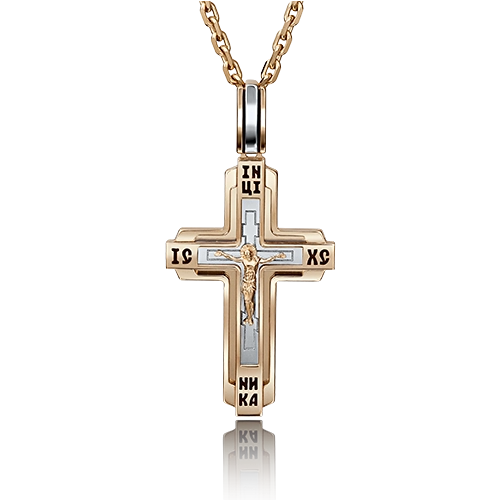 Подвеска Крест из золота 585 пробы с эмалью