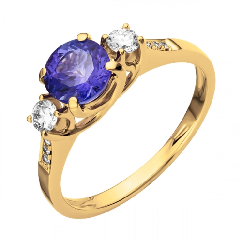 Кольцо (750 ж) танзанит, бриллиант