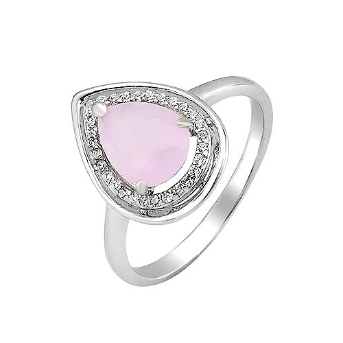 Кольцо (925) розовый кварц, циркон