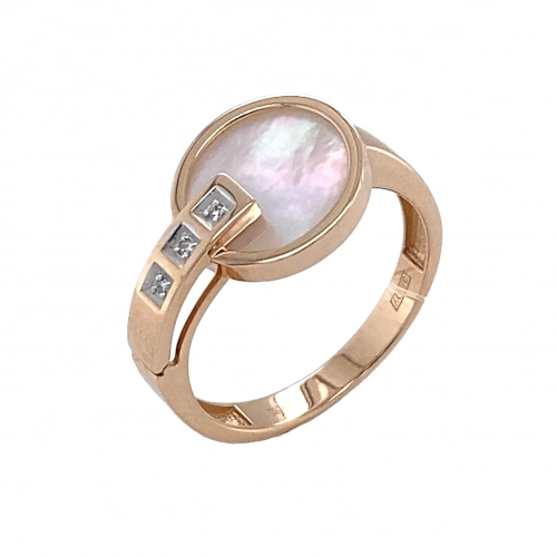 Кольцо (585) перламутр, бриллиант