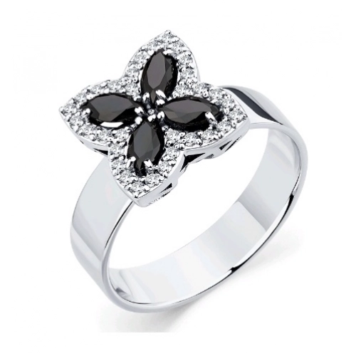 Кольцо (585 б) черный бриллиант, бриллиант